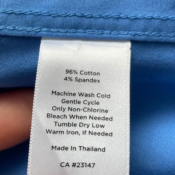 Talbots Wrinkle Resistant Slvless Button Down Collared Cotton Shirt Blue Sz 4 - Picture 9 of 11